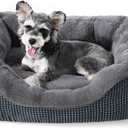 INVENHO Small Dog Bed for Small Dogs, Cat Beds for Indoor Cats Washable, Orthopedic Dog Bed, Warming Soft Calming Sleeping Puppy Bed Durable Pet Bed with Anti-Slip Bottom S (20"x19"x6")