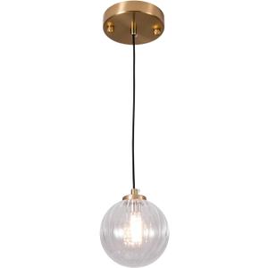 Gold Chandelier Globe Pendant Light Fixture Clear Glass Lampshade for Kitchen Island, Bar