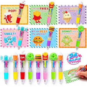 Valentines Day Gifts for Kids Classroom, 24 PCS Kids Valentines Day Cards with Multicolor Ballpoint Pens, Ideal for School Valentines Gifts Exchange, Valentine Party Favors Prize Supply for Boys Girls