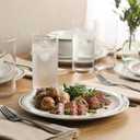 Gibson Home Hometown Diner 12-Piece Porcelain Dinnerware Set, Round Plates and Bowls Set for 4, White with Green Rim, Dishwasher Safe Dinner Plate, Salad Plate & Cereal Bowl