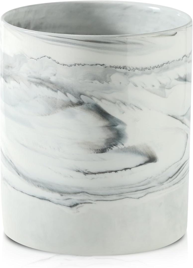 7.2 inch Large Utensil Holder for Kitchen Counter, Golden Marble Utensil Crock Spatula Holder for Countertop Cooking Tools Storage Caddy Farmhouse Kitchen Decor (Marble-Grey)