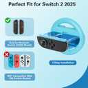 2 x Juylay Steering Wheels for Nintendo Switch 2 JoyCon Controllers, Racing Wheels Accessories for Mario Kart World/8 Deluxe, Family Game Night Essentials (Black, 2-Pack)