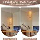 Rattan Pendant Light FixtureFarmhouse Chandelier Boho Handmade Rattan Hanging Ceiling Lamp Shade, Rustic Cottage Hand Woven Lampshade for Kitchen Island, Living Room, Bedroom, Hallway, Bar, 9.84" W x 23.2" H