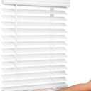 Lotus & Windoware Cordless, 2 Inch Faux Wood Blind, 34.5" Wide x 60" Long, Window Blinds, Blinds & Shades, Blinds for Indoor Windows, Embossed, Bright White