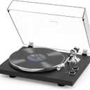 Turntable for Vinyl Record Wireless Output Record Player Aluminium Platter Belt-Drive LP Turn Table 2 Speed Phono RCA Line Out AT-3600L MM Cartridge Audio Sound USB Digital to PC Vinyl Recording Black