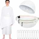 Suhine 14 Pcs Teen Men's Ihram Set for Hajj and Umrah Essentials, Islamic Ahram Ehram Towel Waist Belt Kufi Hat and 10 Pins(Teen Size)