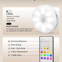 EZVALO 6-Pack Under Cabinet Lighting, Rechargeable Motion Sensor Puck Light with Remote, 3 Color Temps & 12 RGB Colors, Magnetic Stick on Light, Dimmable Under Counter Light for Kitchen, Home Decor