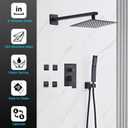 Shower Faucet Set Matte Black Complete Shower System with 8 Inches Rain Shower Head and Handheld Spray Bathroom Rain Shower Faucet Set Rainfall Shower System with Shower ValveRY3-LYQ2-Black
