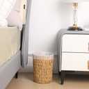 WLLHYF Wicker Waste Basket, Handwoven Water Hyacinth Trash Can Small Bathroom Trash Can Boho Woven Decorative Office Garbage Cans for Bedroom Bathroom Kitchen Living Room