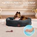 Dog Bed Medium Sized Dog - Luxury Striped Faux Fur Waterproof Pet Couch with Removable Washable Cover, Orthopedic Pet Bed with Bolster Sides for Sleeping, Dark Grey (M(30*24*7))