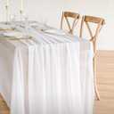 Ling's Moment 14Ft Chiffon Table Runner, Brilliant White Sheer Table Runners for Rustic Boho Wedding Party Bridal Shower Decorations Birthday Party