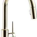 Delta Trinsic Polished Nickel Kitchen Faucet with Pull Down Sprayer, Modern Single Hole Kitchen Sink Faucet, Single Handle, Polished Nickel 9159-PN-DST