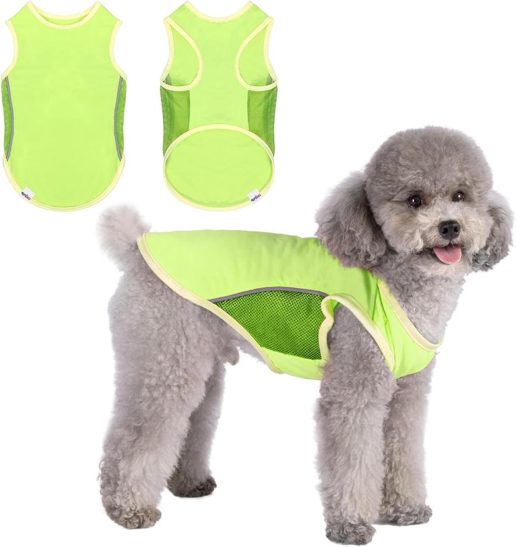 UPF 50+ Sun Protection Dog Shirt for Small Dogs - Breathable Sleeveless Vest with Reflective Strips, Sports Fan Pet T-Shirt, Lightweight UV Protective Apparel P23ST00502S