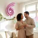YPSelected 32 Inch Large Foil Helium Number Balloon Birthday Wedding Party 0-9 (Pink, 6)