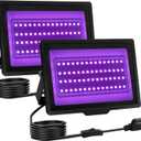 2 Pack 40W LED Black Light IP66 Waterproof,Blacklight with Plug and Switch,Flood Light for Glow Party,Halloween Decoration, Body Paint, Fluorescent Poster, Stage Lighting,Neon Glow,5.25Ft Cord