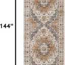 Madane Hallway Runner Rug 2'6''x12', Non Slip Vintage 12ft Runners for Hallways Washable Kitchen Rugs Soft Low Pile 2.5x12 ft Rug Runner for Laundry Room, Entryway and Bedroom, Turmeric/Grey