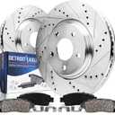 Detroit Axle - Front Brake Kit for Toyota Camry Avalon Lexus ES350 ES300h Drilled & Slotted Brake Rotors Ceramic Brakes Pads Replacement Brake Rotors