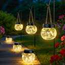 ROSHWEY 6 Pack M Size Solar Lantern Gifts for Women, Hanging Garden Decor Solar Lights Outdoor Waterproof with 15 LED for Halloween Christmas Easter Gift
