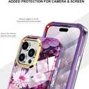 Cute Flower Case for iPhone 14 Pro 6.1 inch Built with Screen Protector, Lightweight and Stylish Full Body Shockproof Protective Rugged TPU Case for Women/Girls-Butterfly