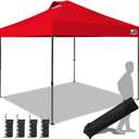 Eurmax USA NOMATTER ONE-Person Open&Close 10x10ft Pop Up Canopy Tent，Portable Shelter Canopy for Outdoor Events，Instant Canopies, Temporary Sunshade,Bonus 4 Sand Bags(Red)
