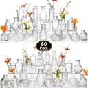 Arme Glass Bud Vase Set of 60 Pcs, Small Clear Glass Bud Vases in Bulk for Flowers, Rustic Wedding Centerpieces and Vintage Decorations, Perfect for Home, Table and Events with Elegant Design