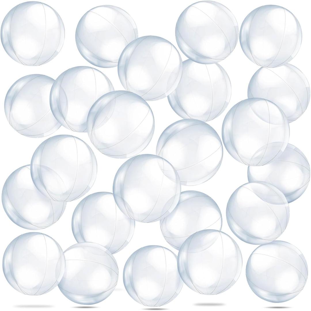 Yinder 24 Pieces Clear Inflatable Beach Ball Under The Sea Party Decorations Sponge Mermaid Party Bubble Summer Pool Floating Ball Ocean Theme Supplies