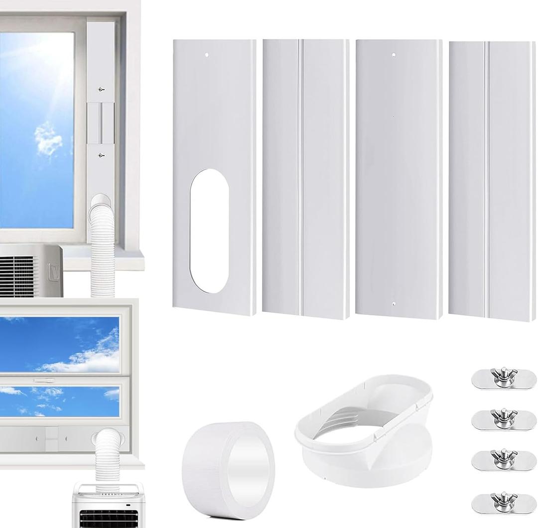 Portable Air Conditioner Window Kit Adjustable Window Seal for Portable AC Unit,Sliding A/C Vent Kit for Exhaust Hose with 5.9 Inches Diameter,Adjustable Max Length to 60 Inch