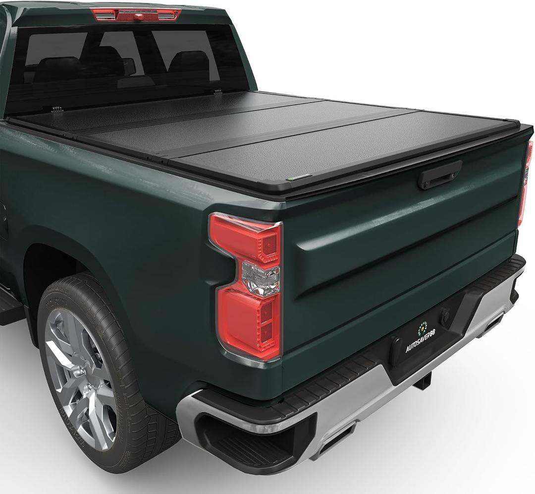 AUTOSAVER88 FRP Hard Tri-fold Truck Bed Tonneau Cover Fits for Chevy Silverado/GMC Sierra 2500 3500 HD 2020 2021 2022 2023 2024 2025 2026 6.9ft Bed