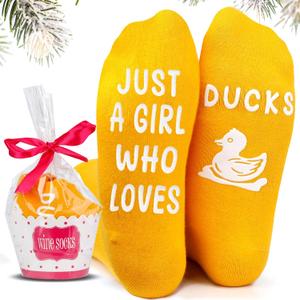 2 x Funny Animal Socks for Women - Duck Chicken Socks for Teens, Christmas Gifts for Teens, White Elephant Gifts for Teens, Birthday Gift for Women (Yellow)