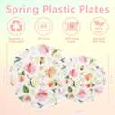 60 PCS Floral Plastic Plates - Pink Disposable Decorative Plates Include 30 Dinner Plate, 30 Dessert Plate for Wedding & Tea Party & Spring
