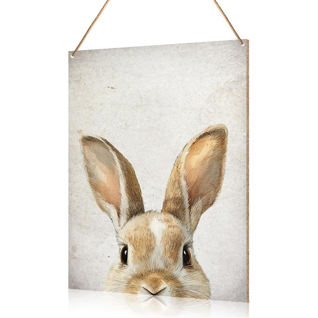 Funny Easter Bunny Wall Decor Easter Rabbit Hanging Wooden Signs for Home Decorations