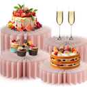 Buffet Risers Food Risers for Buffet Table Acrylic Risers Display Stands Tall Cake Stands Cylinder Stands for Party Pedestal Cake Stand Dessert Table Display Set Cupcake Stands Cupcake Display (Pink)
