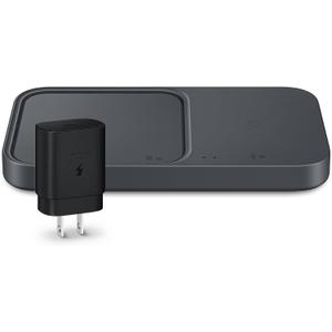 SAMSUNG 15W Wireless Charger Duo w/USB C Cable, Charge 2 Devices at Once, Cordless Super Fast Charging Pad for Galaxy Phones and Devices, 2022, US Version, Black
