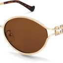 BOTEN Retro Oval Sunglasses for Women Men Small 90s Sun Glasses Trendy Gold Frame Round Shades Cute Designer Sunnies