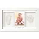 Baby Hand and Footprint Kit - Clay Handprint Keepsake Frame, Newborn Nursery Picture Frame, Personalized New Mom Gifts for Baby Shower & Registry (Alpine White) (Duo Frame, 13" x 7.9")