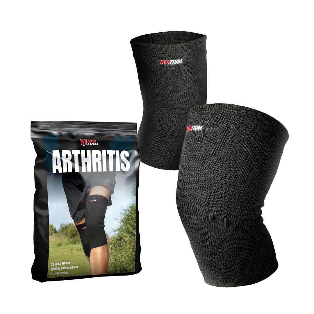 NeoTium Knee Warmers for Knee Pain Relief, Support, Circulation Improvement, Arthritis & Joint Pain - High Elastic Thermal Knee Sleeves for Men and Women (Pack of 2, M)