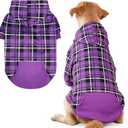 EXPAWLORER Plaid Dog Hoodie - British Style Warm Dog Sweater Shirt with Leash Hole,Pitbull Clothes Outfits,Winter Coat Apparel for All Breeds Puppy Girl Boy-Cat Apparel,Purple XX-Large