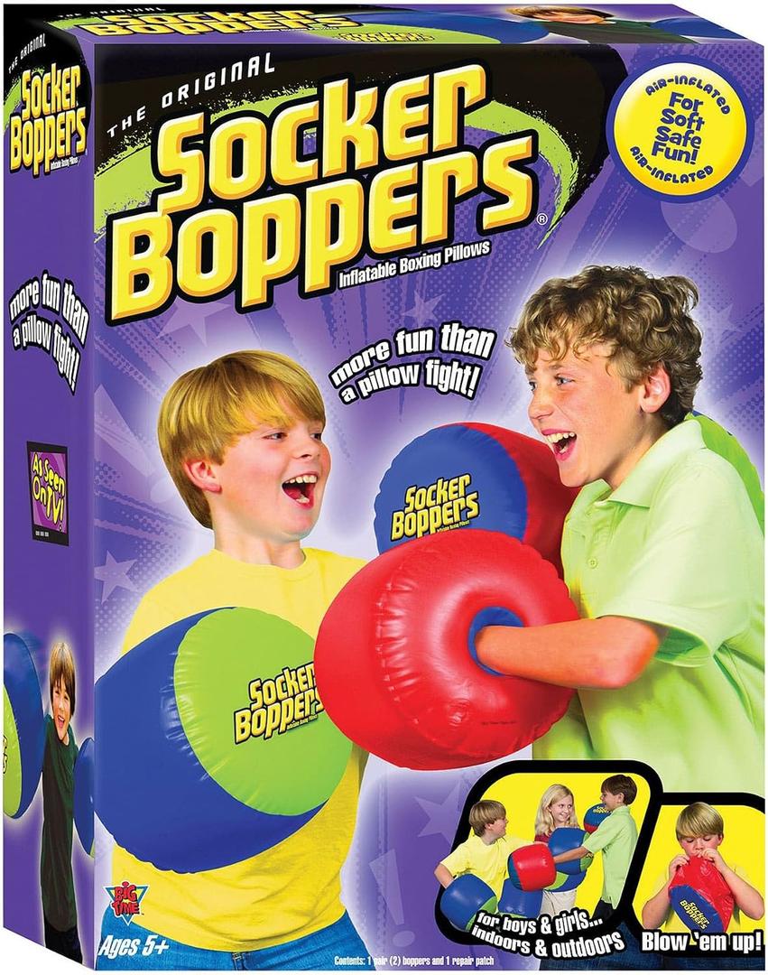 Socker Boppers Inflatable Boxing Pillows - One Pair Boppers colors will vary, Box and Bop, Durable Vinyl, Active Outlet That Aids in Agility, Balance and Coordination, Safe Fun Indoor or Out