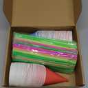 Boao 100 Pieces Snow Cone Cups 4.5 OZ Leakproof Matching 100 Pieces Spoon Straws for Snow Cone Syrups Slush Shaved Ice Cream Sorbet Water (Colorful,Classic Style)