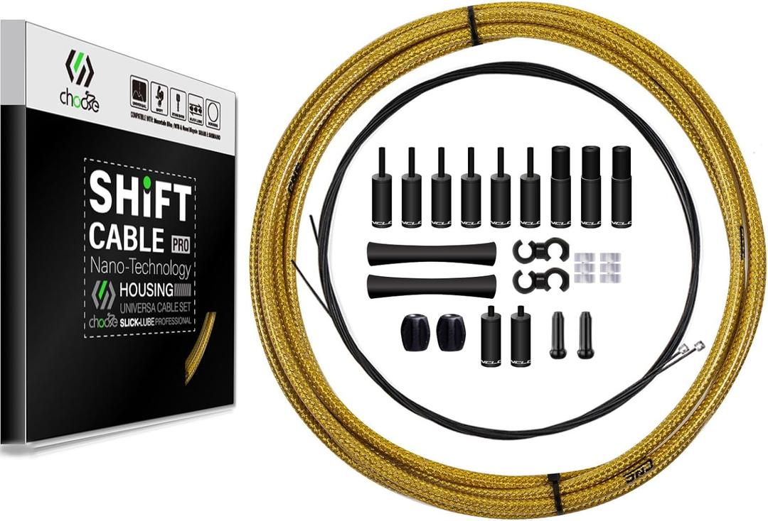 CNC Bike Shifter Cable Set for Shimano/SRAM,Road Bike Derailleur CableGear Cable Housing Coated Braided & Teflon Inner line for Bicycle/Mountain BikeBlack/Gold/Silver/Titanium Silver