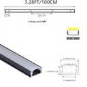THMOOTHER 10-Pack 3.28FT Pre-Drilled Countersunk Hole LED Strip U Channel Diffuser, Matte Black Flush Mounted Under Cabinet Tape Light Aluminum Low Profile with Milky Cover (10, 3.28FT)