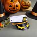 NOLITOY Captain Hat for Adults, Shape-Retaining Sailor Hat for Men Women: Nautical Yacht Captain Costume with Embroidered Brim for Cosplay Cruise Party Attire White