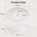 NUESTRA VIDA 20.5" x 12.6" x 5.5" Glossy White Egg Shaped Vessel Sink, Modern Above Counter Bathroom Vanity Basin, 20.512.65.5 inch