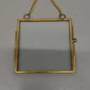 OLYCRAFT 2Pcs Wall Hanging Mini Photo Frames 2.9x2.9 Inch Double Glass Picture Frame with Chain Alloy Square Folding Frame DIY Vintage Artwork Display Frames for Pressed Flowers Pictures Home Wall Decor