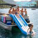 LVAOSTT Inflatable Pontoon Slide 11Lx3.2Wx4.5H FT, Inflatable Pontoon Boat Water Slide for Kids Adults Summer Lake Sea Boat Water Fun, Electric Air Pump and Storage Bag