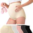 Rnxrbb M-5XL 3-5 PCS Maternity Underwear Seamless Plus Size Over Bump Maternity Panties Support Clothes Cotton (Black+beige+pink+gray+white) (XL)
