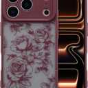 XIZYO for iPhone 17 Pro Max Case, Floral Flower Cute Aesthetic Case for Women Girls Rose Pattern Slim TPU Bumper Shockproof Protective Cover for iPhone 17 Pro Max 6.9 Inch, Branch Rose/Wine Red