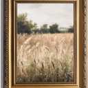 ASTRDECOR Vintage Wildflower Wall Art, Gold Framed Wall Art Farmhouse Wall Decor Wildflower Field Landscape Oil Painting, Neutral Spring Country Scenery Pictures Wall Decor, Vintage Artwork - 9"x12"