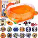COCOFOX Burst Set, 12 Battling Tops 3 Launcher and 1 Stadium, Toys for 6 Year Old Boys & Girls & Up Orange