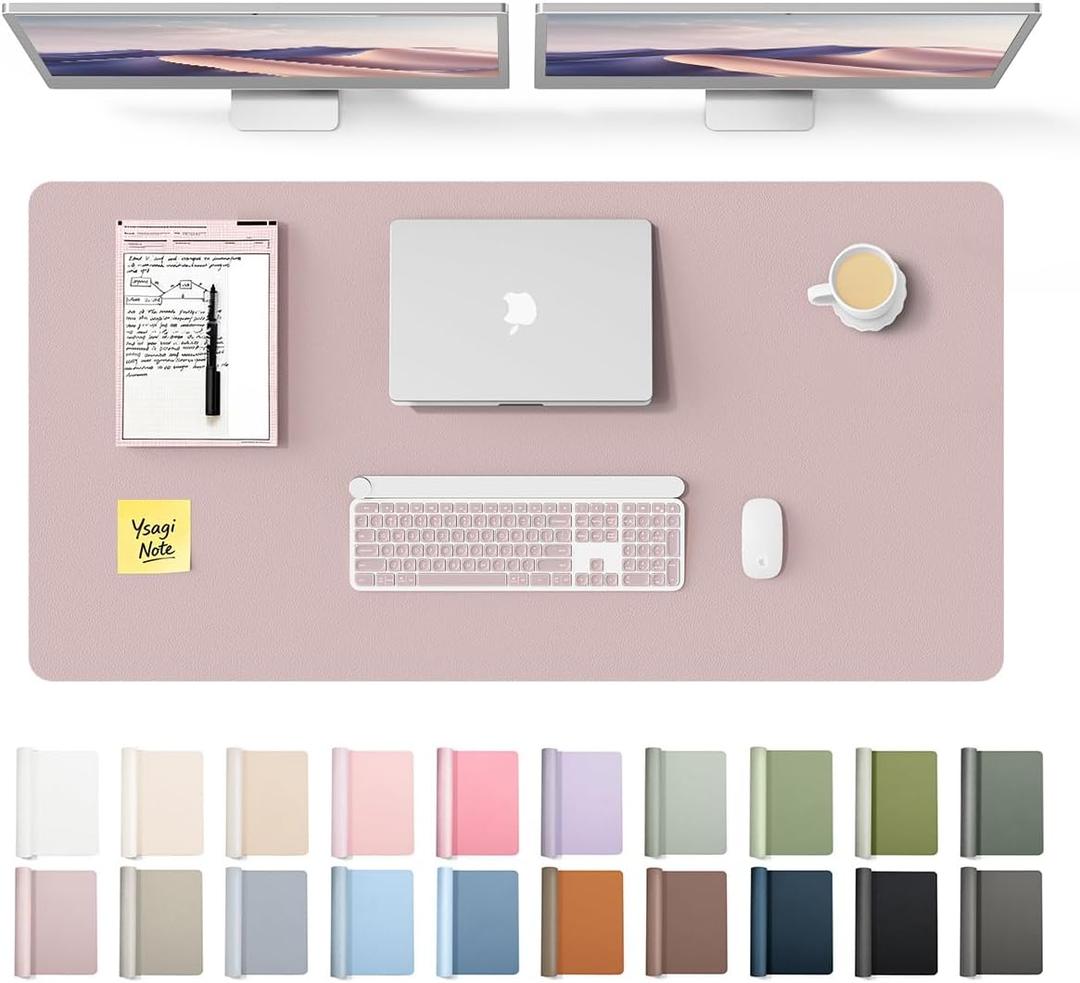 YSAGi Leather Desk Pad Protector, Office Desk Mat, Large Mouse Pad, Non-Slip PU Leather Desk Blotter, Laptop Desk Pad, Waterproof Desk Writing Pad for Office and Home(Grayish Lavender, 47.2" x 23.6")